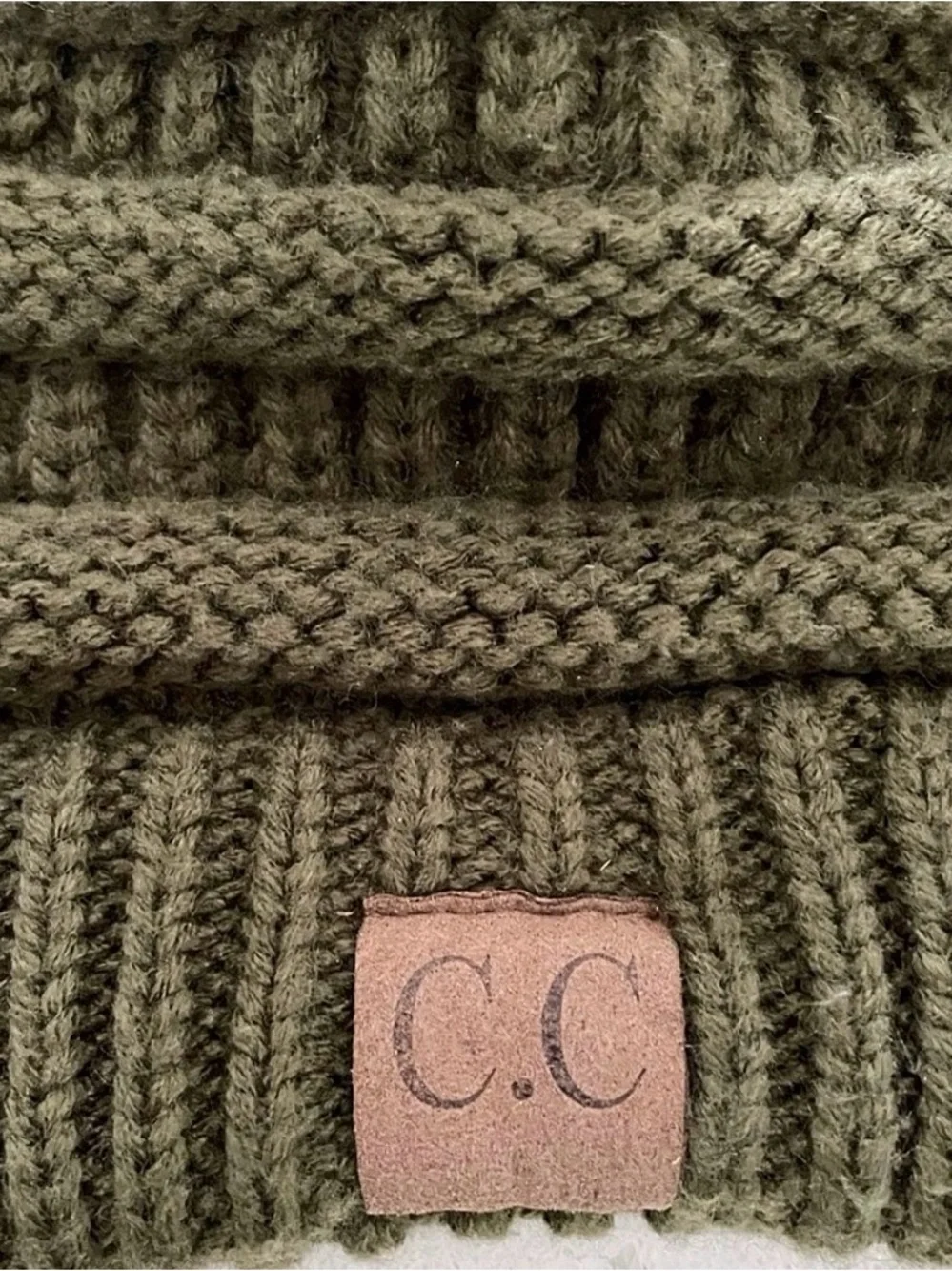 C.C Exclusives Beanie Olive Green Knit Slouchy